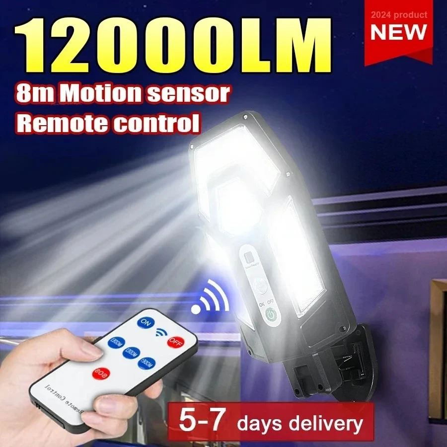 Photocell Outdoor Lighting - 12000LM 강력한 태양광 벽등 리모컨 포함