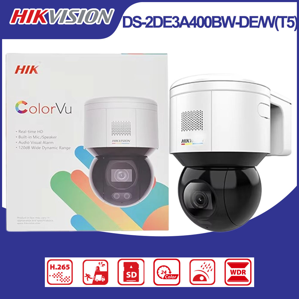 Outdoor Lighting Mains Powered - Hikvision DS-2DE3A400BW-DE/W(T5) 4MP ColorVu Wi-Fi PTZ