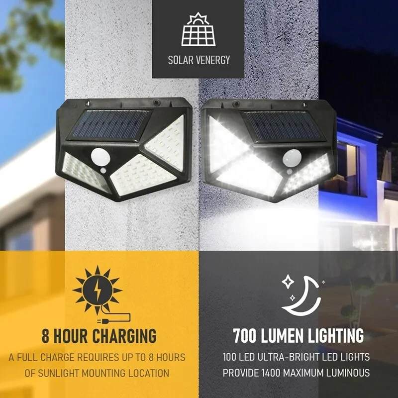 Photocell Outdoor Lighting - 100Led 다기능 태양 램프 야외 정원