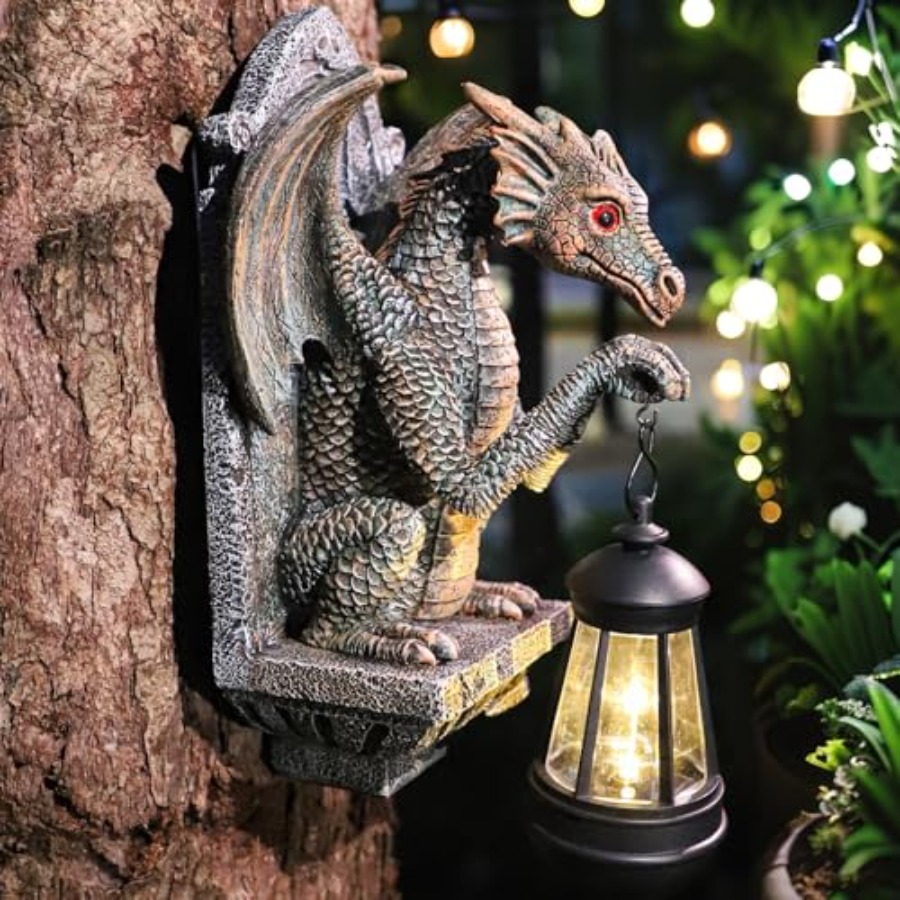 Outdoor Lighting On Trees - 정원 장식용 용 조각상 태양광 랜턴,