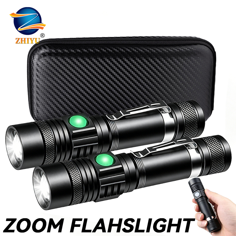 Outdoor Lighting Setup - T6 LED 충전식 손전등, 18650 줌이
