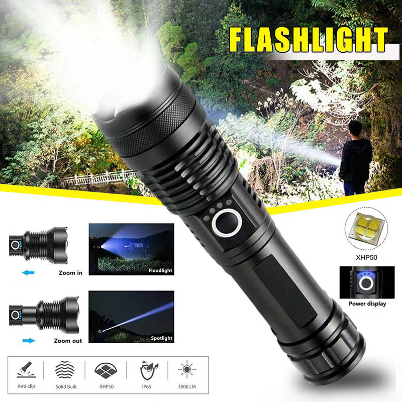 Outdoor Lighting Setup - 고출력 XHP70 LED 손전등 USB-C 충전식