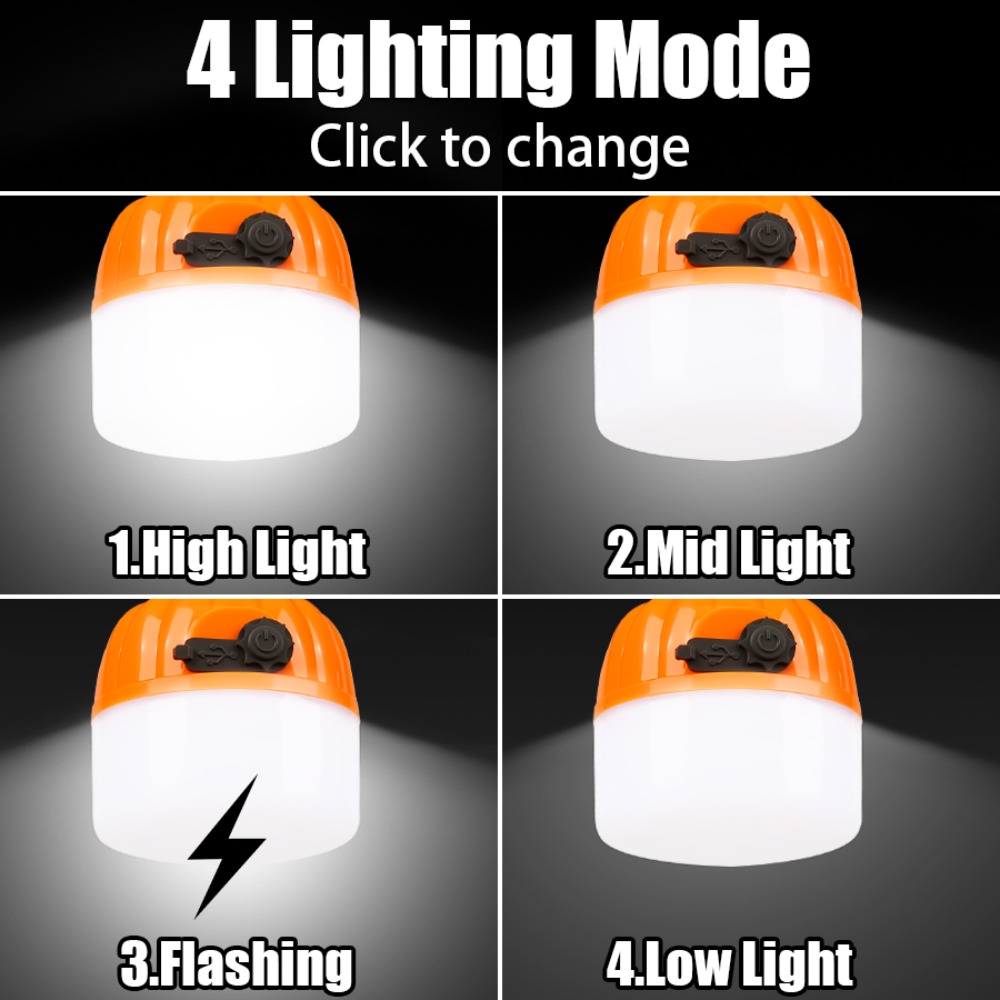 휴대용 미니 캠핑 램프 4가지 조명 모드, 후크 포함, - Outdoor Lighting Usb 리뷰 및 가격