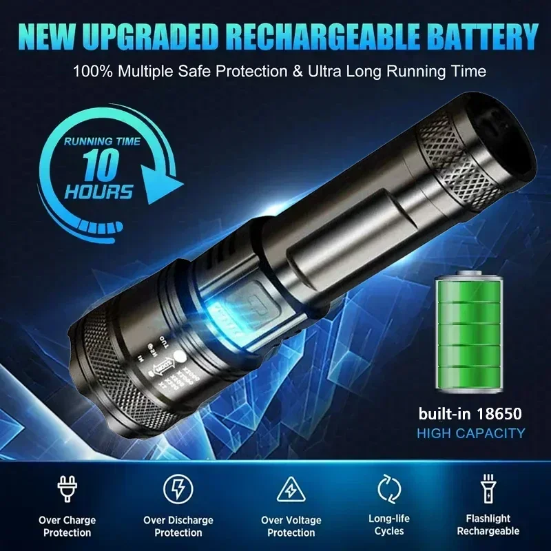 슈퍼 밝은 LED 손전등 USB 충전식 토치 텔레스코픽 - Outdoor Lighting Usb 리뷰 및 가격