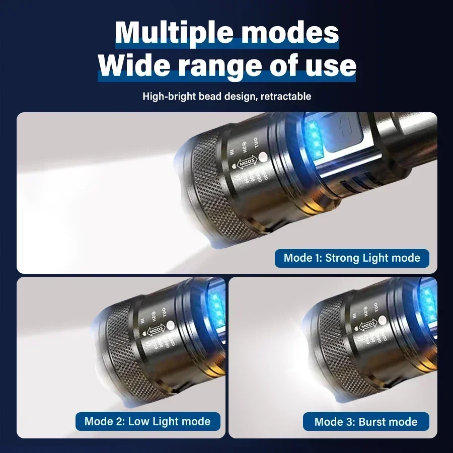 슈퍼 밝은 LED 손전등 USB 충전식 토치 텔레스코픽 - Outdoor Lighting Usb 리뷰 및 가격