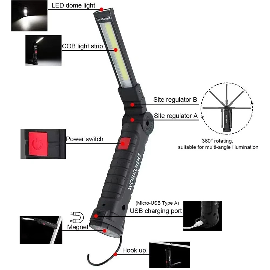 마그네틱 후크가있는 휴대용 LED 손전등 야외 수리 작 - Outdoor Lighting Lowes 리뷰 및 가격