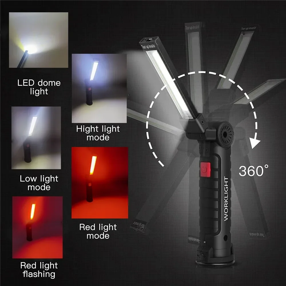휴대용 COB LED 손전등 USB 충전식 작업 조명  - Outdoor Lighting Usb 리뷰 및 가격