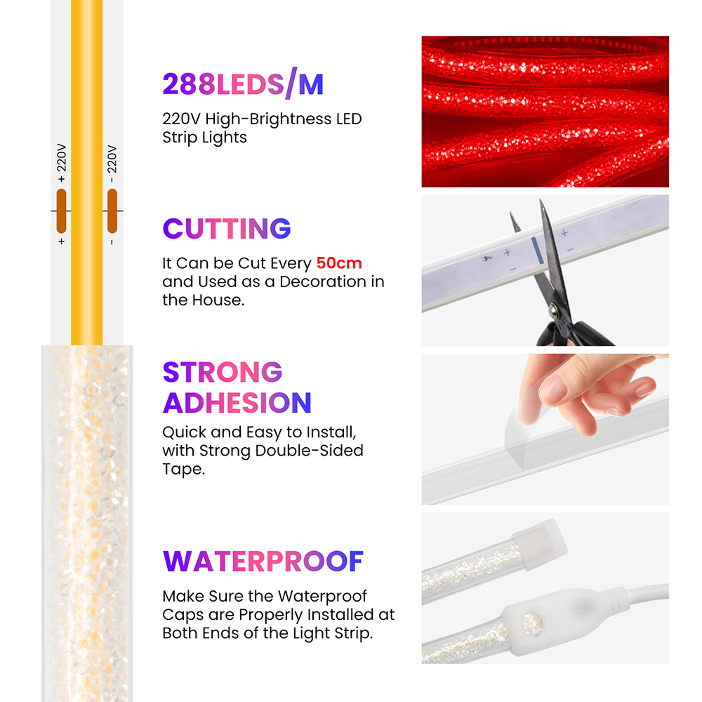 288개 LED COB LED 네온 라이트 스트립 해변 - Outdoor Lighting On Trees 리뷰 및 가격