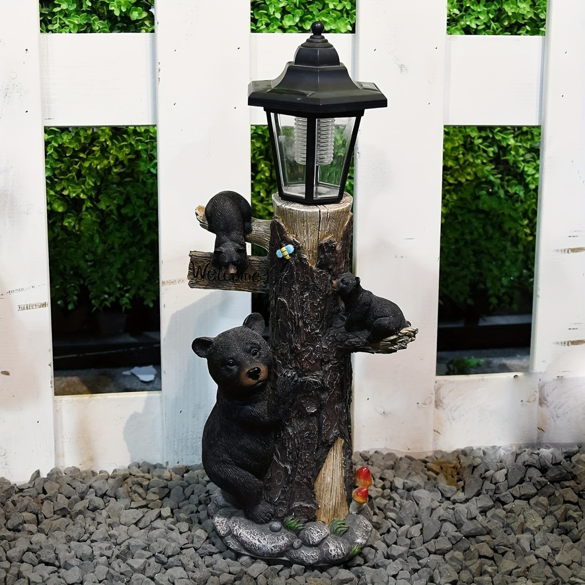 검은곰 조각상 환영 표지판 정원 장식품, 태양광 조명  - Outdoor Lighting On Trees 리뷰 및 가격