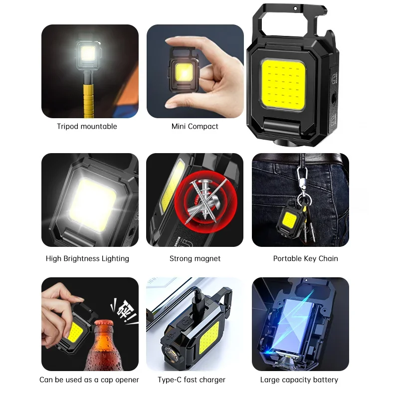 미니 손전등 키체인 라이트 COB 작업등 USB 충전식 - Outdoor Lighting Usb 리뷰 및 가격