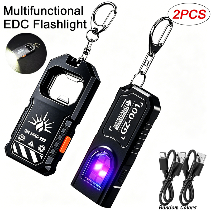 2Pcs 휴대용 LED COB 키 체인 손전등 USB  - Outdoor Lighting Usb 리뷰 및 가격