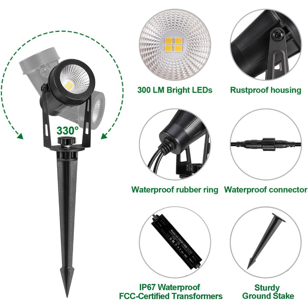 8팩 야외 스팟 조명(트랜스포머 포함), 12V 따뜻한 - Outdoor Lighting Transformer 리뷰 및 가격