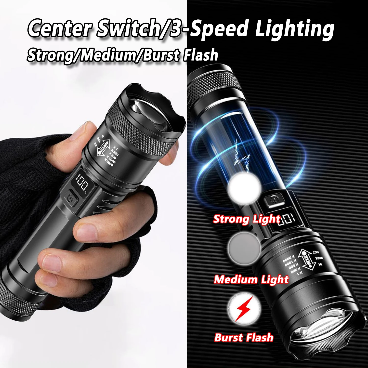 울트라 브라이트 LED 손전등 2000LM Type-C - Outdoor Lighting Setup 리뷰 및 가격