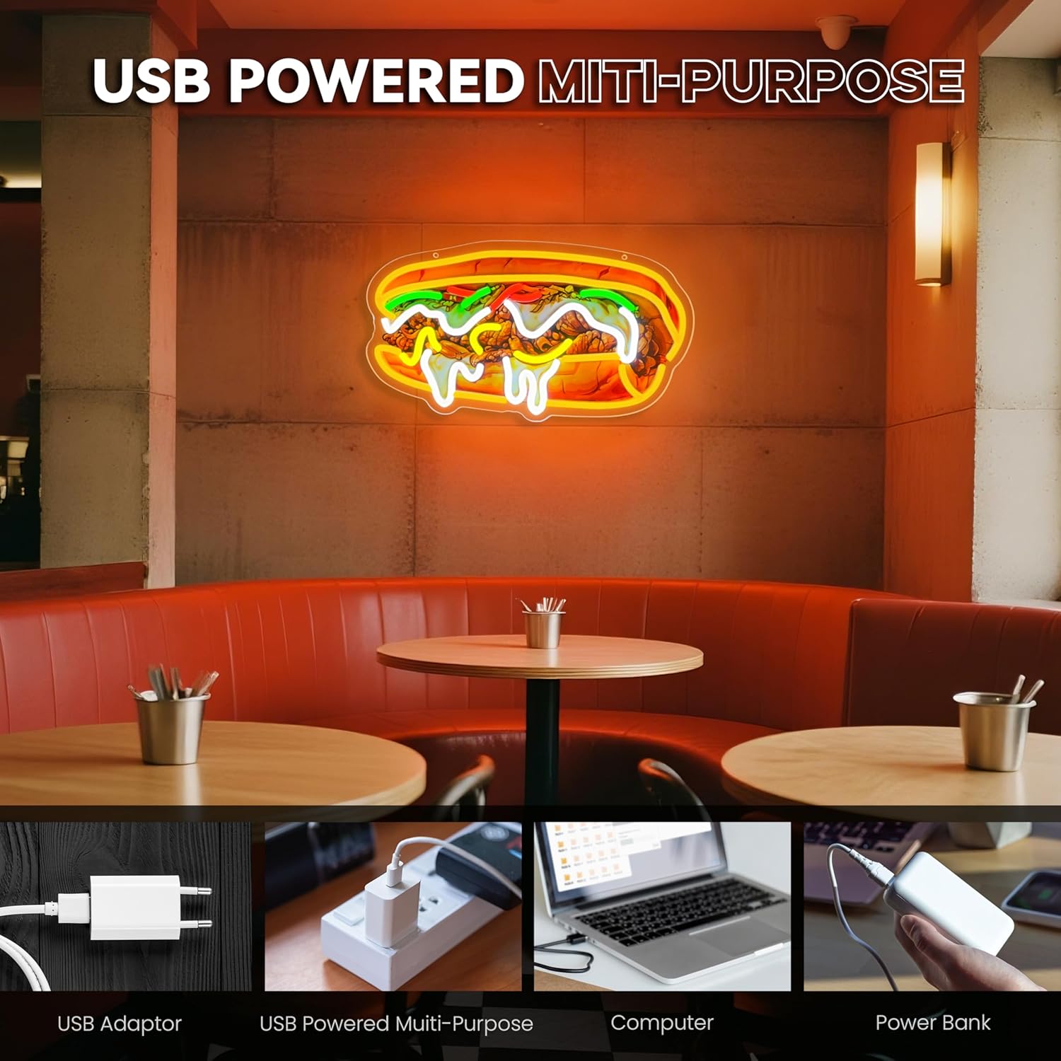 필라델피아 치즈스테이크 네온사인 USB 전원 수제 LE - Outdoor Lighting Vendors 리뷰 및 가격