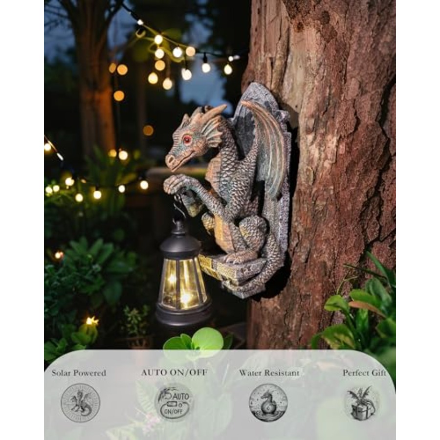 정원 장식용 용 조각상 태양광 랜턴, 용 모양 야간 조 - Outdoor Lighting On Trees 리뷰 및 가격