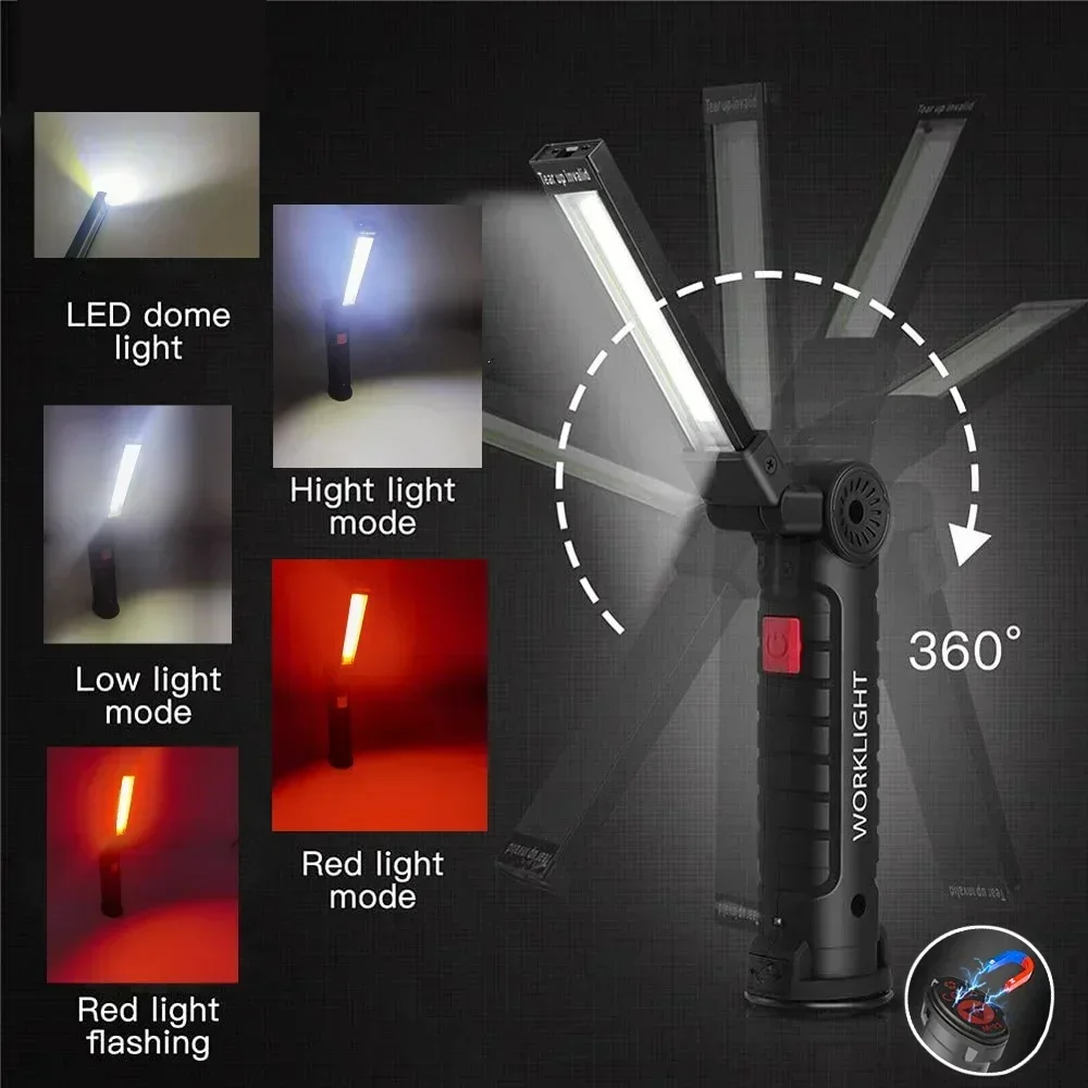 자석, 후크 360이 포함된 LED COB 손전등 US - Outdoor Lighting Usb 리뷰 및 가격